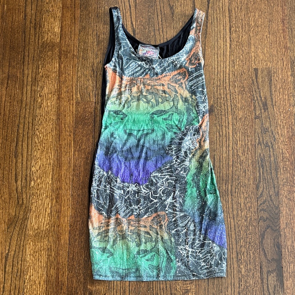 Desigual Colorful Tiger Print sequin Dress women XS